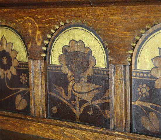 A Victorian aesthetic movement inlaid oak chiffonier designed by A.W.Blomfield and illustrated in Eastlakes Hints W.3ft 3in. D.1ft 6in